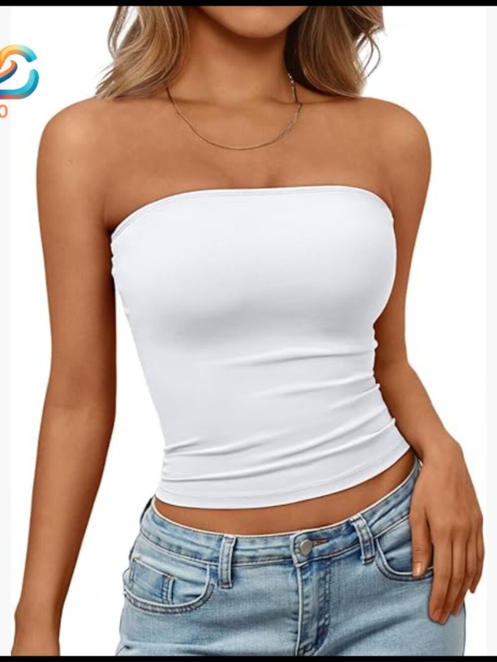 Strapless Bandeau Crop Top, Soft Polyester Spandex, Summer Tank